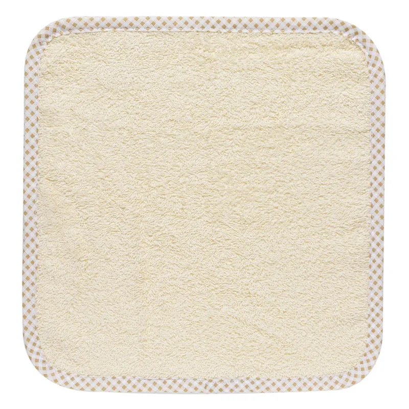 Prosopel din bumbac pentru copii 30x30 cm bej cu margine carouri