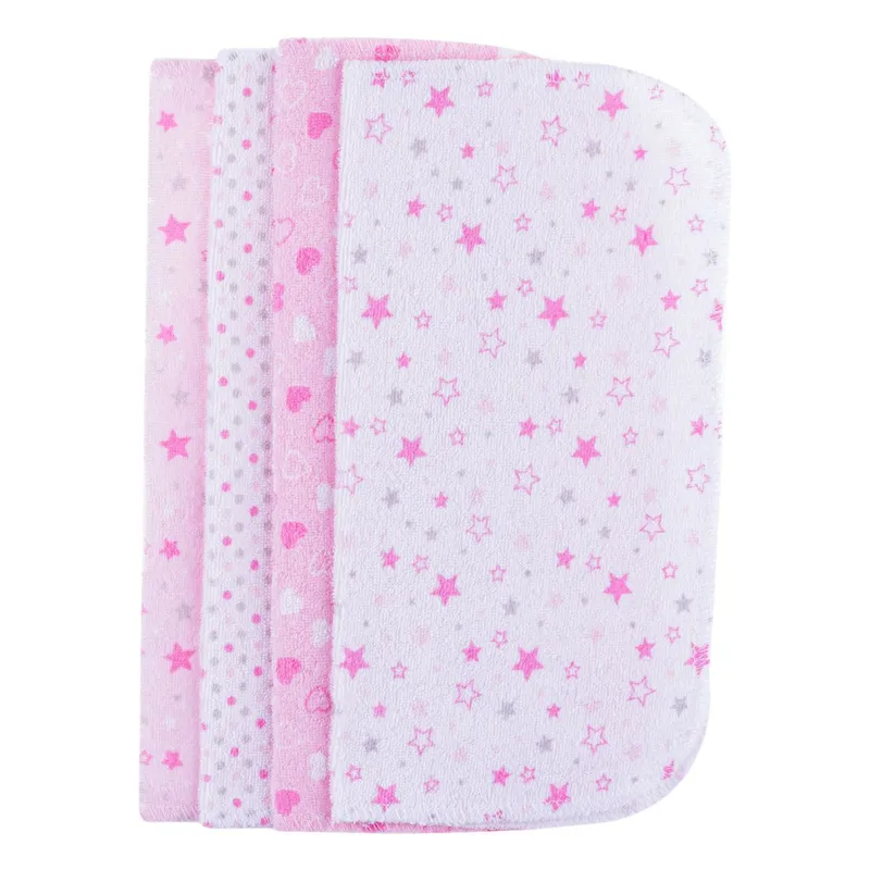Set 8 Prosoape Bebelus, 25x25 cm, Roz cu Modele