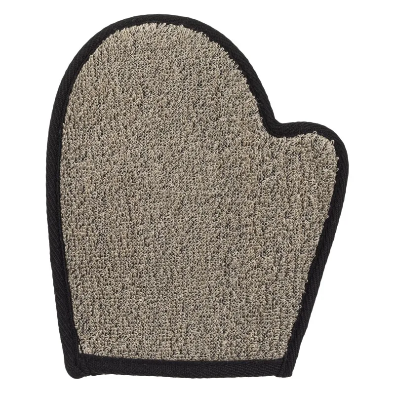 Mănușă exfoliantă din bambus pentru duș, cu margine neagră, 16x20 cm