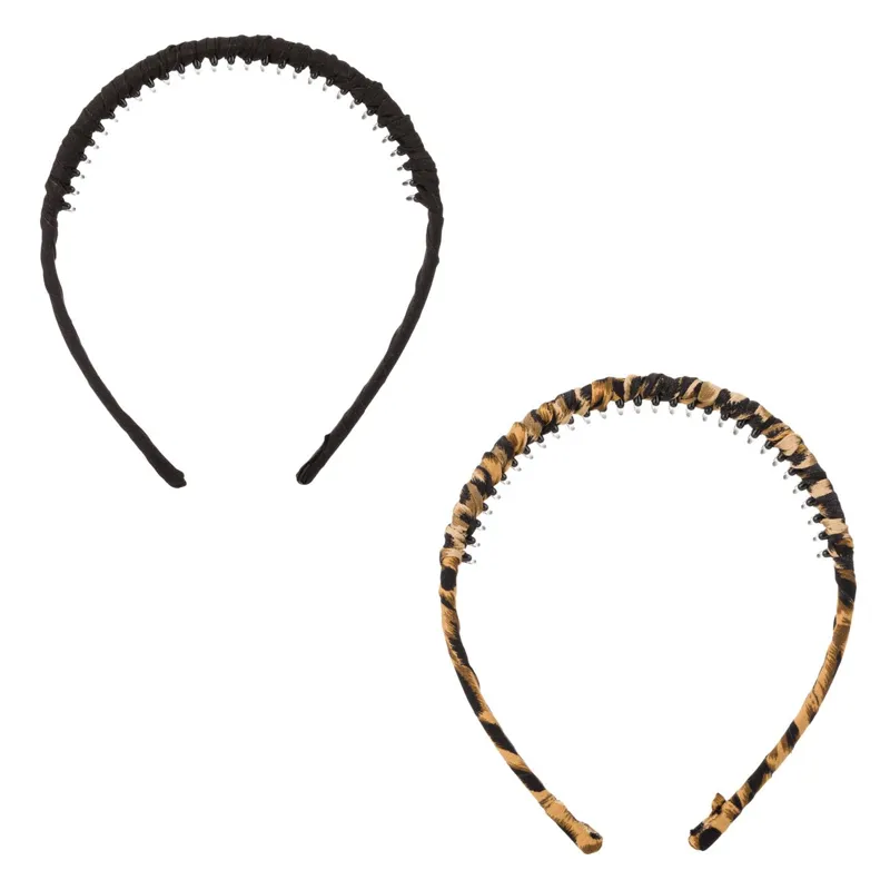 Set de coronite pentru păr cu pieptene neagră și animal print
