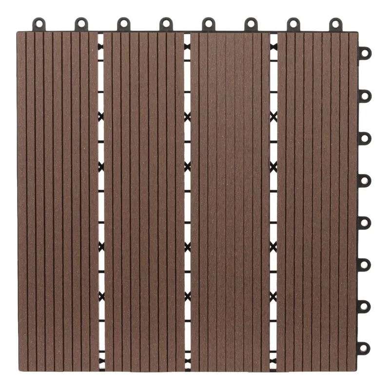 Placă Podea de Exterior din Lemn Maro - Sistem Puzzle Reutilizabil