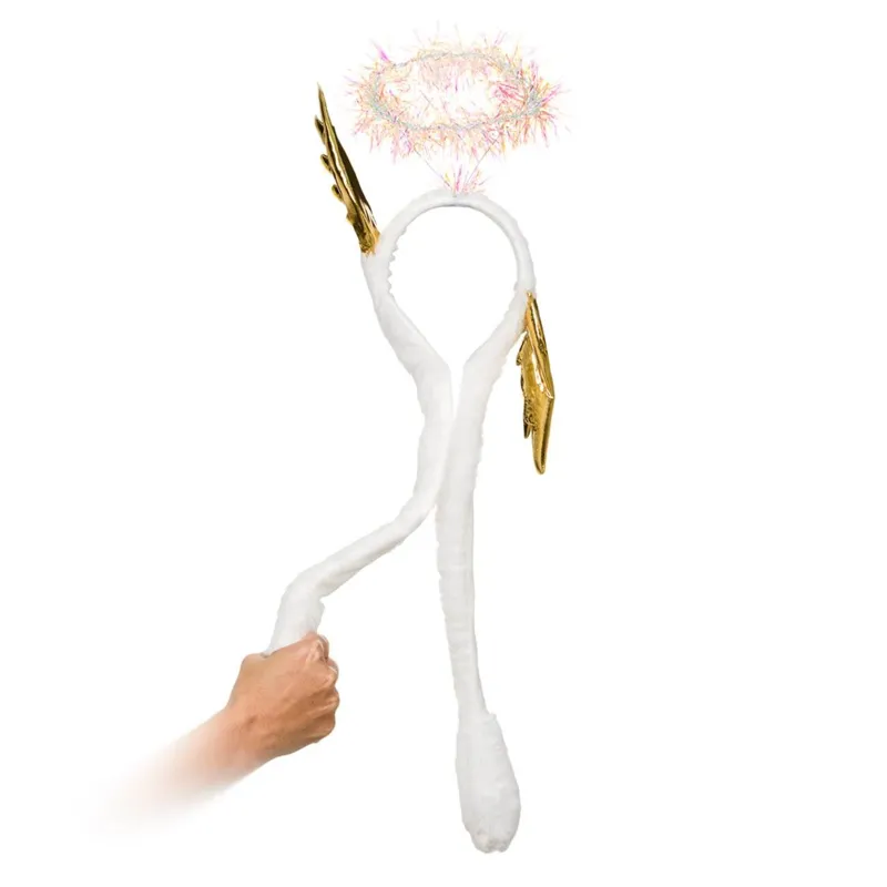 Bentită Inger Crăciun Holografică cu Aripi și Coroniță Tinsel