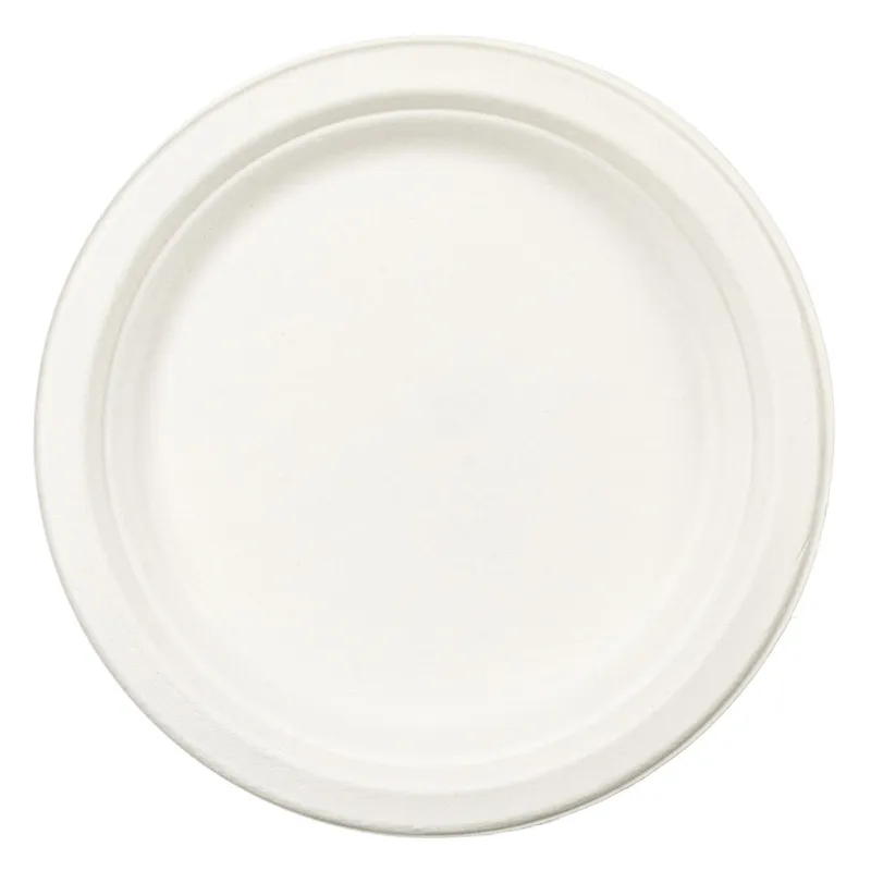Set farfurii albe din trestie de zahăr, 18 cm, 10 bucăți