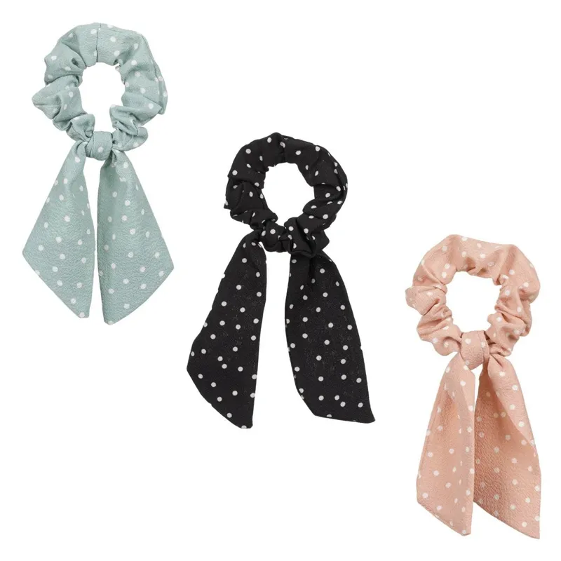 Elastice de par cu buline, Set 3 buc, Multicolor, cu funda