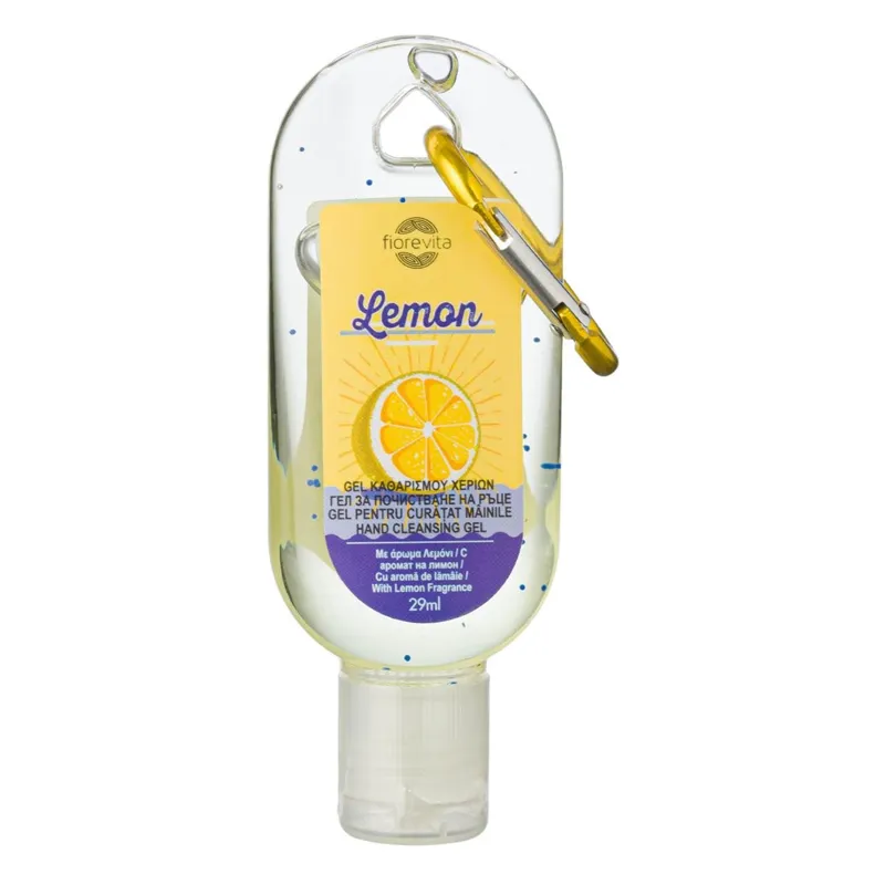 Gel de curățare mâini cu aromă de lămâie, 29 ml, cu cârlig metalic