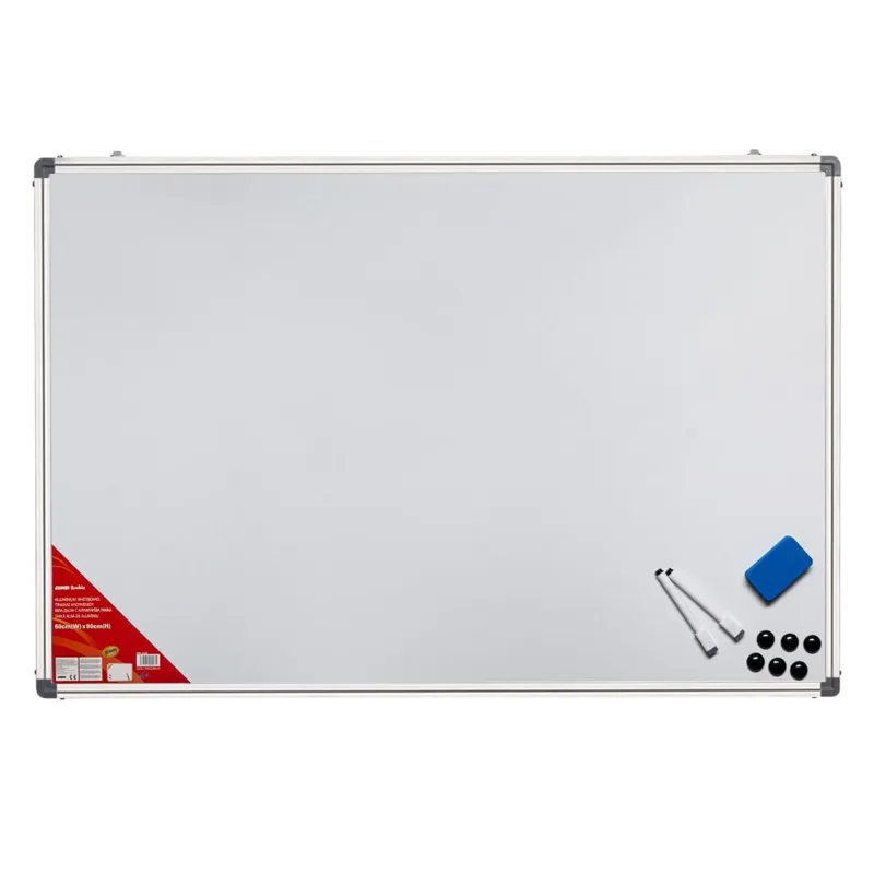 Tabla magnetica alba din aluminiu 90x60 cm cu accesorii incluse