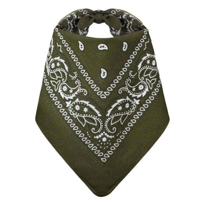 Bandana eșarfă din bumbac, Kaki, Model Paisley, 54x54cm