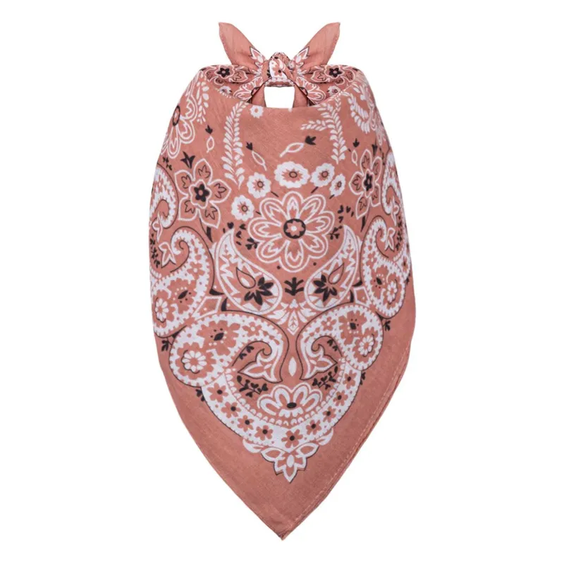 Bandana eșarfă din bumbac cu model Paisley, Nude, 54x54 cm