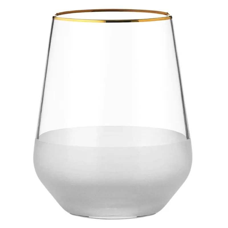 Pahar sticlă transparentă mată cu margine aurie 425 ml