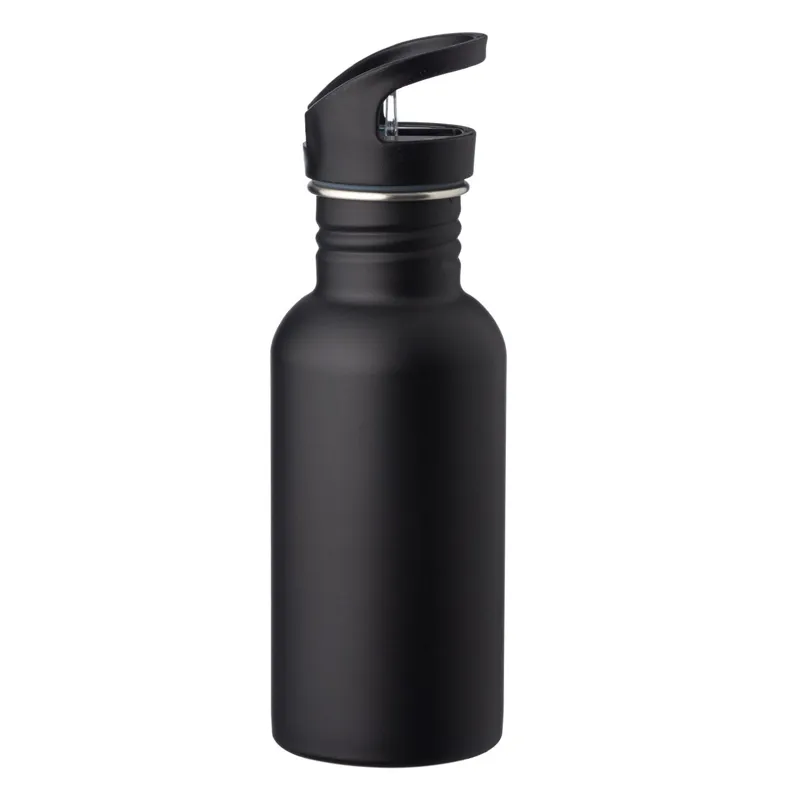 Sticlă de apă din inox, 500 ml, neagră mat, cu imprimeu și busolă stilizată – poza 4