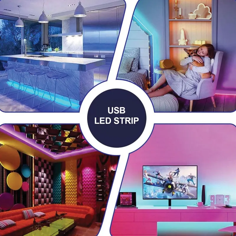 Bandă LED RGB cu telecomandă, USB, 2 buc x 50 cm, Dimmable – poza 3