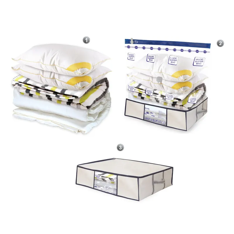 Set Sac de Depozitare cu Vid și Husă Gri, 100x105x50cm