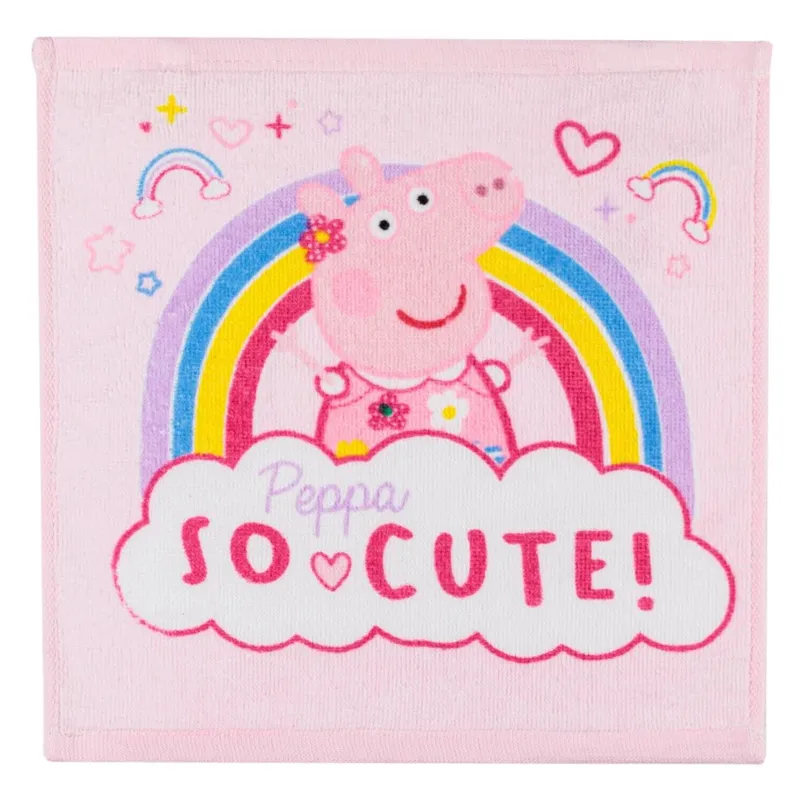 Prosopel moale din bumbac roz cu model Peppa Pig pentru copii