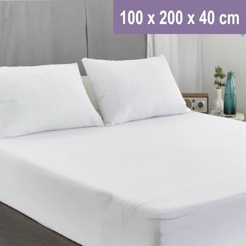 Cearceaf impermeabil alb 100x200x40 cm cu suprafata tip prosop