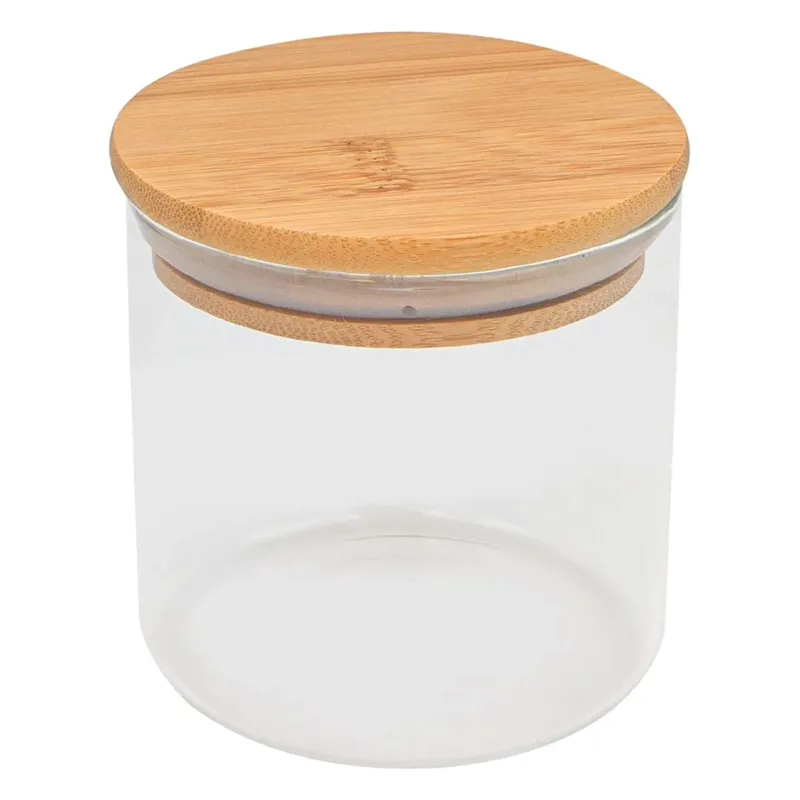 Borcan de depozitare din sticlă, 350 ml, capac bambus