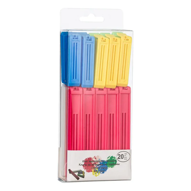Clips din plastic colorat pentru sigilarea pungilor set 20 buc