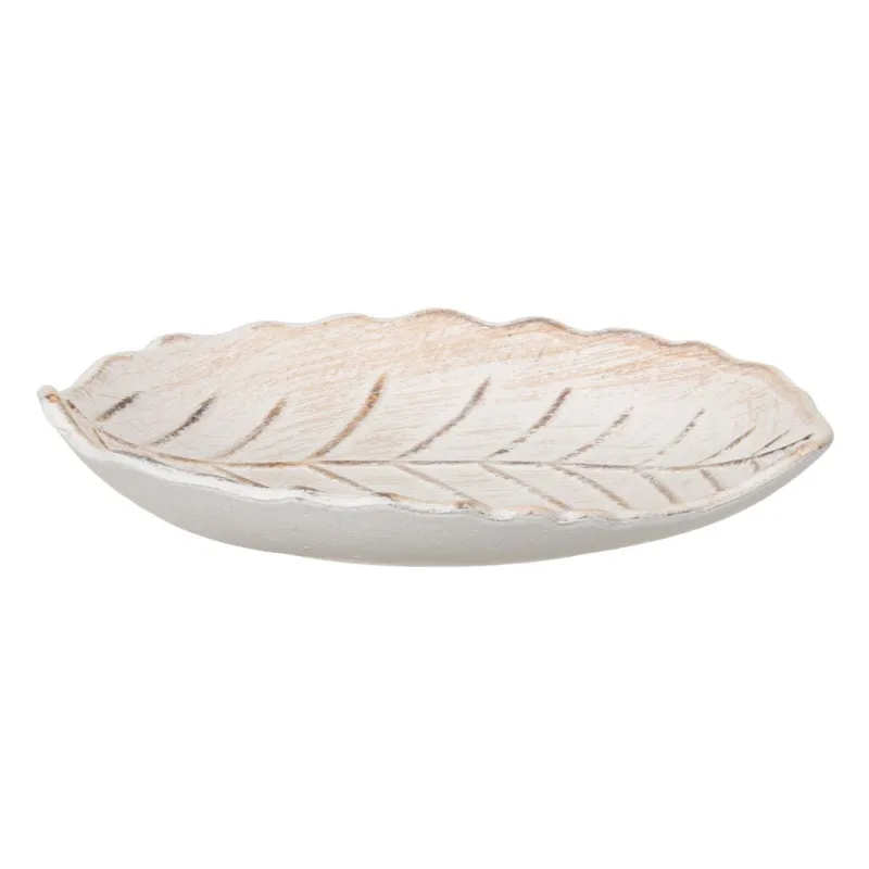 Platou decorativ din lemn în formă de frunză bej pentru obiecte mici – poza 4