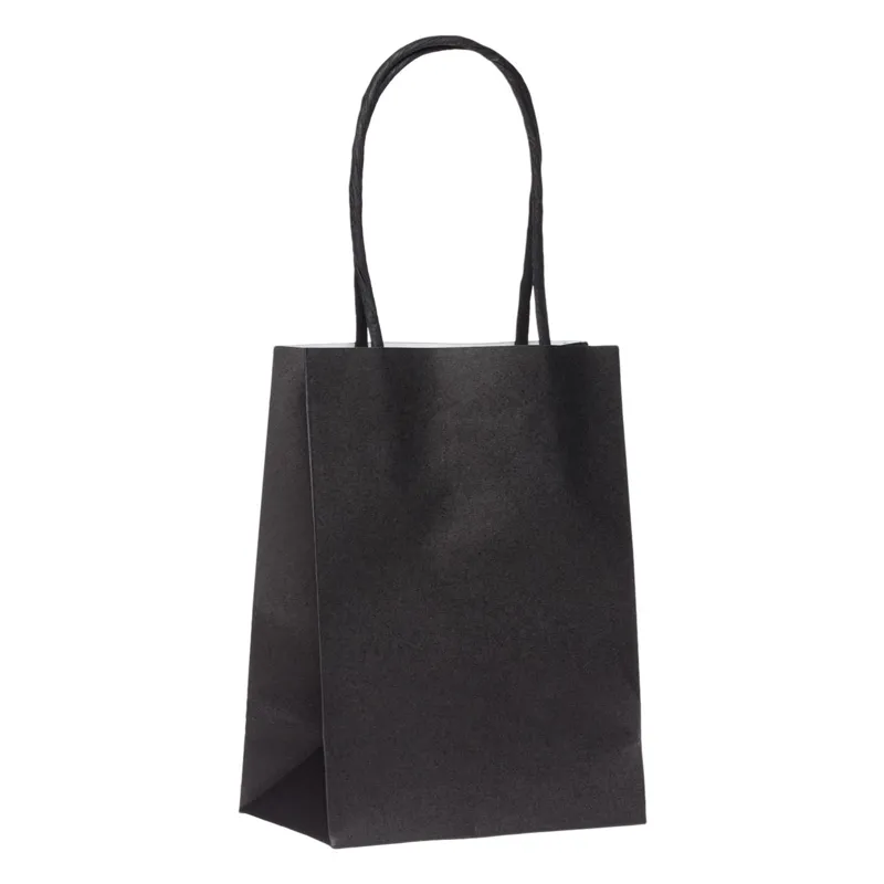 Sacoușă kraft neagră pentru cadouri, dimensiuni 10.8 x 6.4 x 14.6 cm