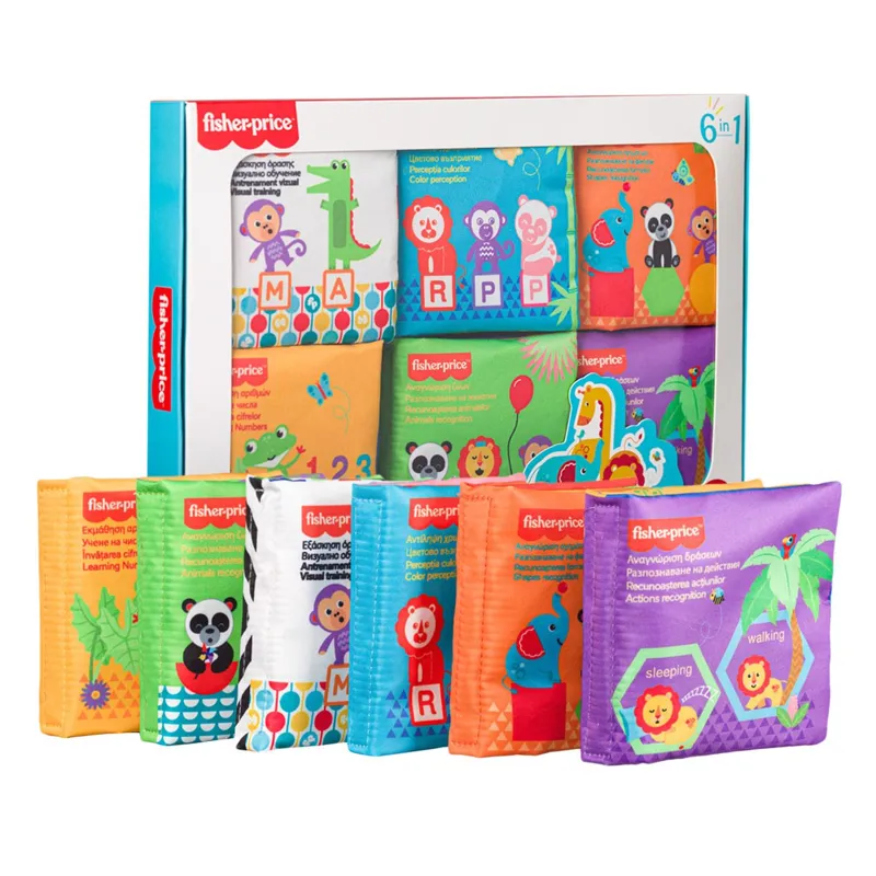 Set 6 carti textile pentru bebelusi, multicolor