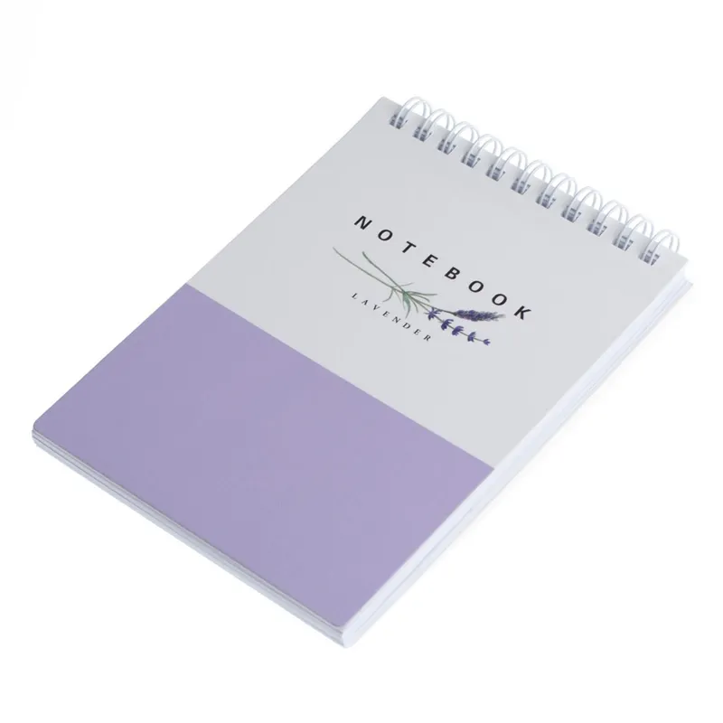 Carnet Notițe Spiralat A6 cu Model Lavanda, 80 File, Copertă Moale