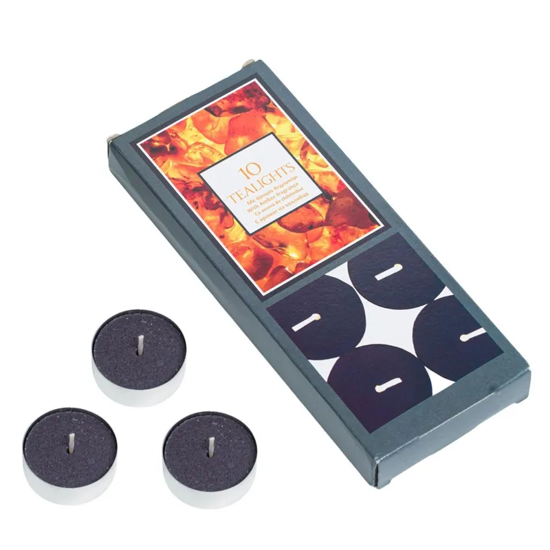 Lumanari tip pastila parfumate, Negre, Aroma Chihlimbar, Ø3.5x1.5cm, 10 buc