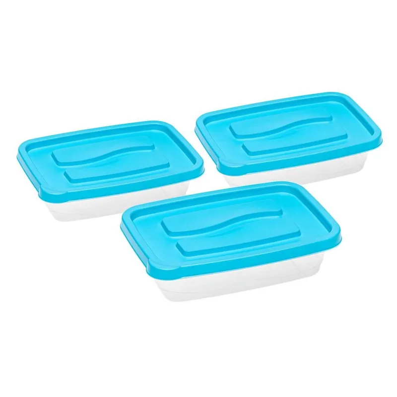 Set Recipiente Alimente Plastic Transparente 1.02L Turcoaz