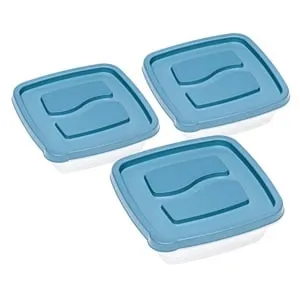 Set Caserole Alimente Plastic 900ml Albastru 3 Bucăți