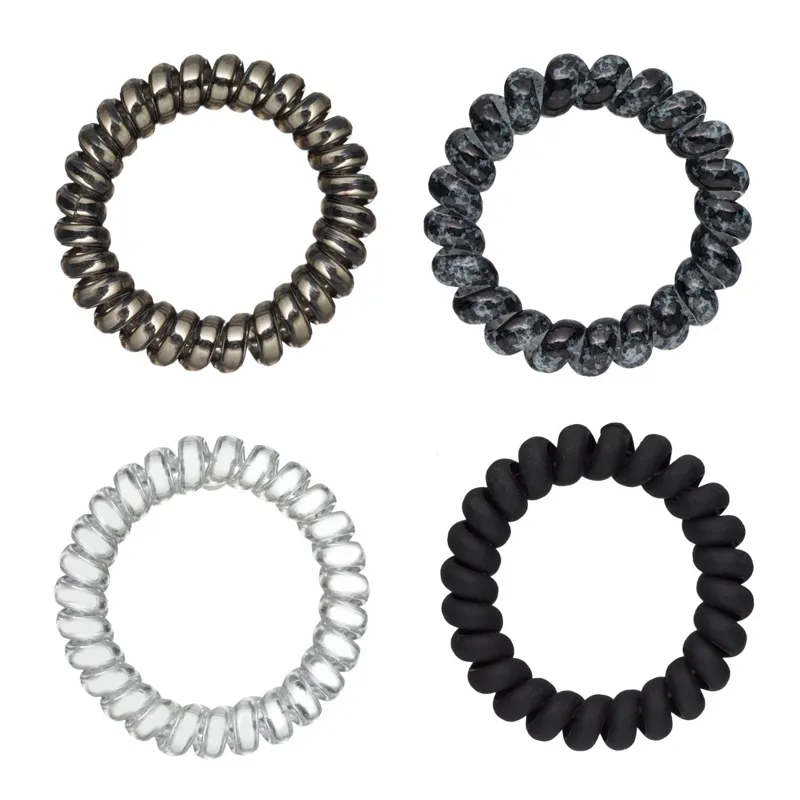 Set 4 Elastice de Par din Plastic, Finisaj Mat si Shiny, Multicolor