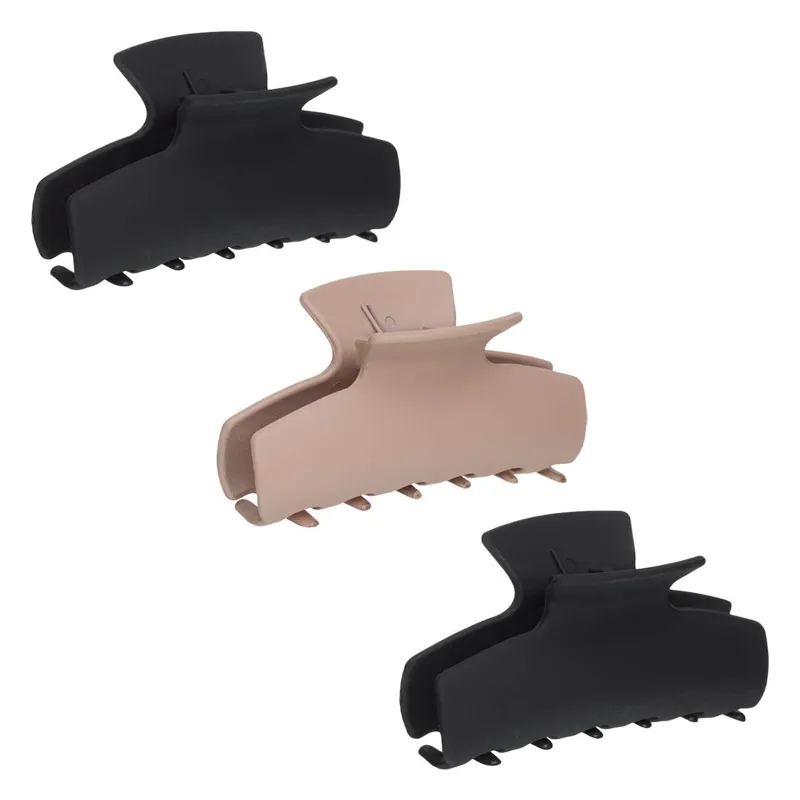 Clame de păr, Set 3 buc, Negru și Nude Mat, 9 cm