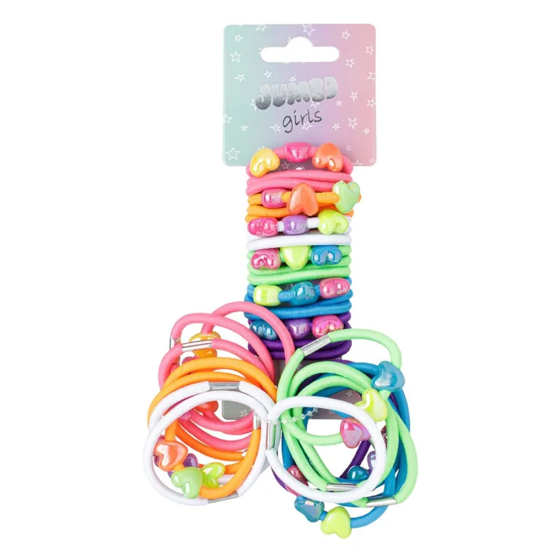 Elastice pentru păr neon cu inimi holografice pentru copii