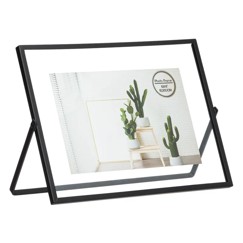 Ramă foto decorativă metalică transparentă, orizontală, 15x20 cm