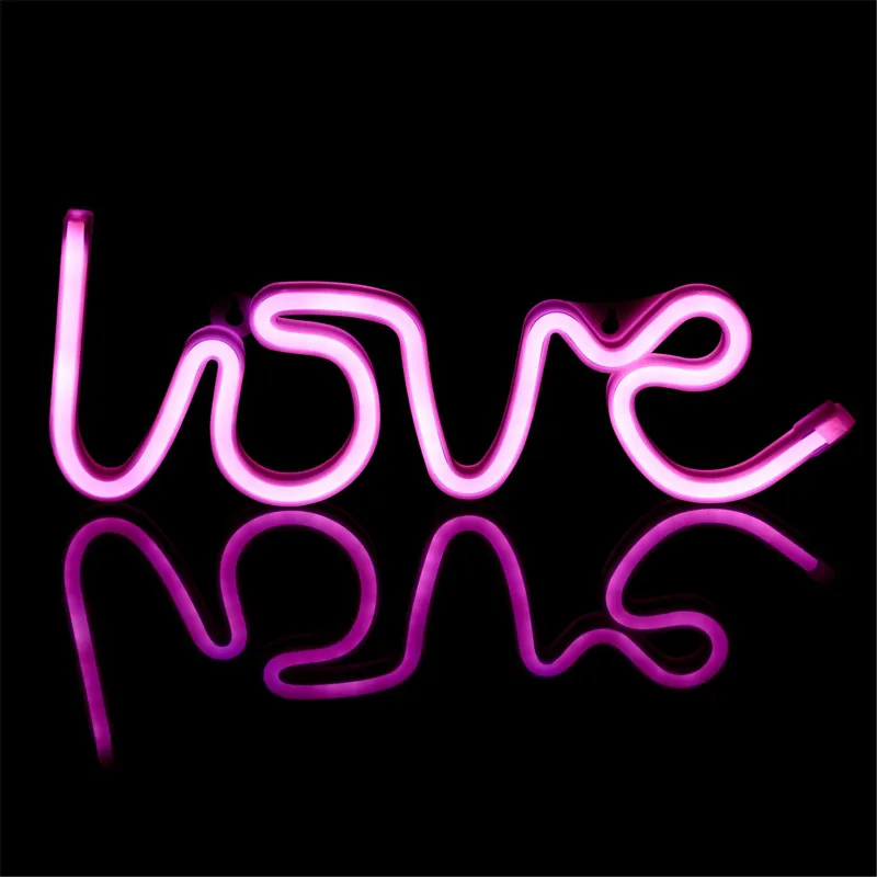 Lampa LED Neon cu model LOVE, Fucsia, 35.5x13cm, USB