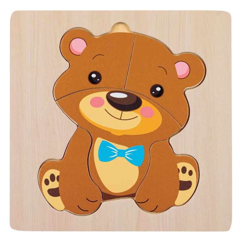 Puzzle din lemn ursulet 5 piese pentru copii