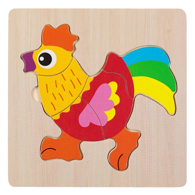 Puzzle din Lemn cu Model Cocos, 5 Piese, 15x15cm, Multicolor