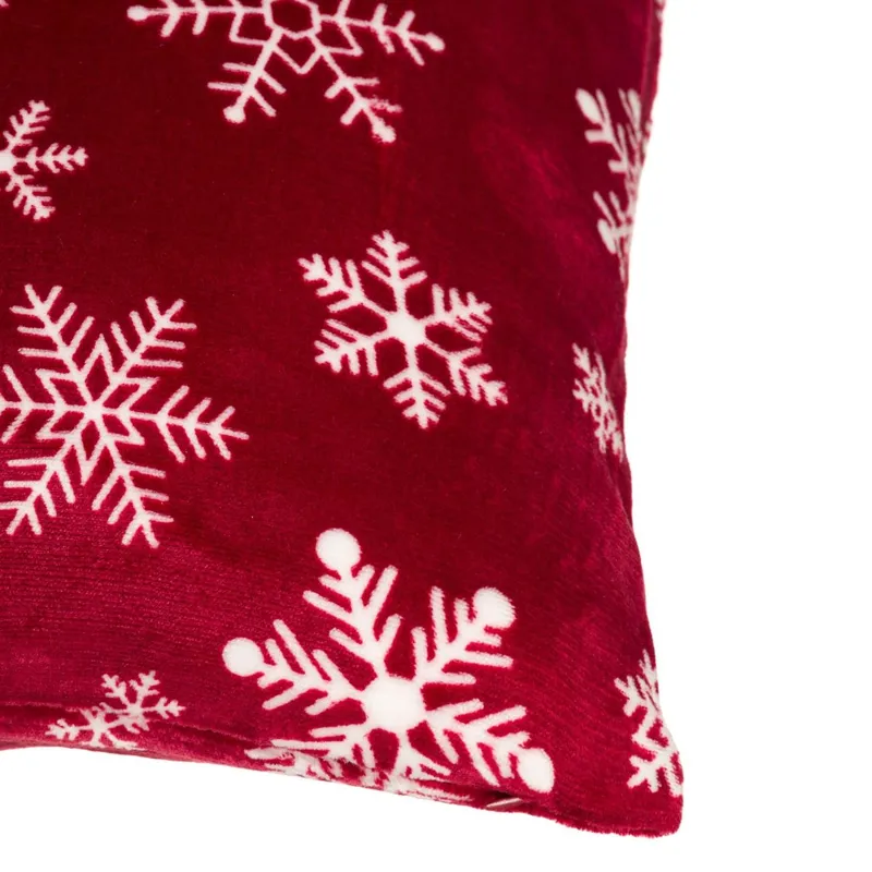 Fata de perna catifelata bordo cu fulgi albi pentru decorarea dormitorului – poza 5