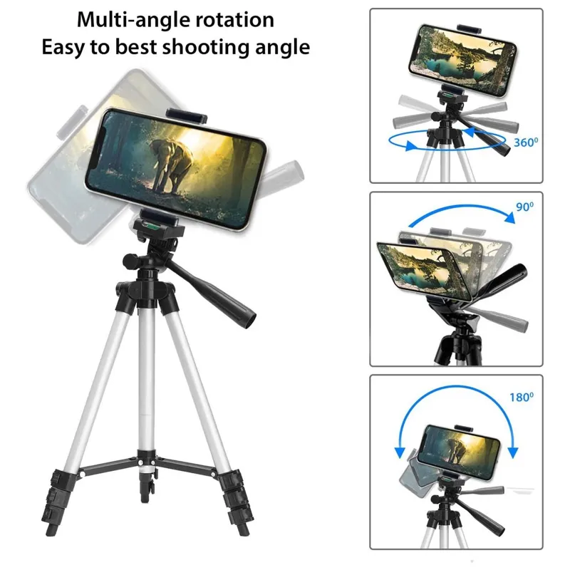 Trepied din aluminiu pentru camera foto/telefon mobil, inaltime reglabila 35-102 cm, argintiu – poza 3