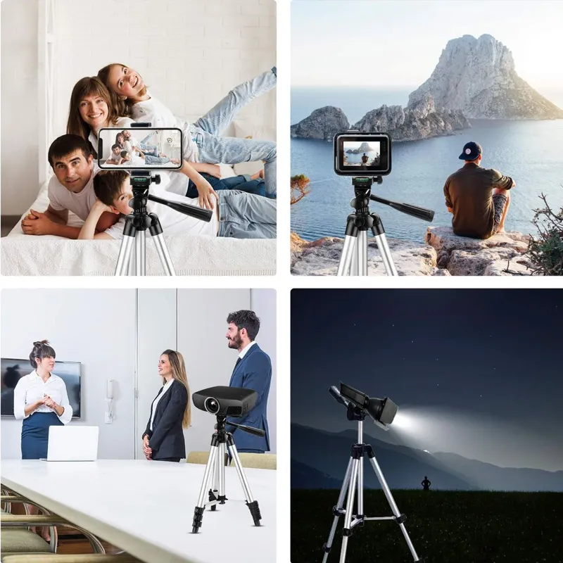 Trepied din aluminiu pentru camera foto/telefon mobil, inaltime reglabila 35-102 cm, argintiu – poza 4