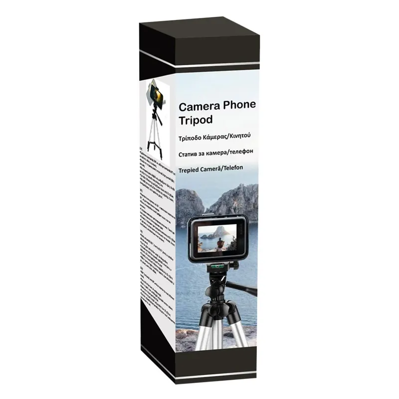Trepied din aluminiu pentru camera foto/telefon mobil, inaltime reglabila 35-102 cm, argintiu – poza 5