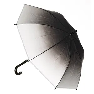 Umbrelă de Ploaie Baston Automată Semitransparentă Gri Degrade 82cm – poza 4