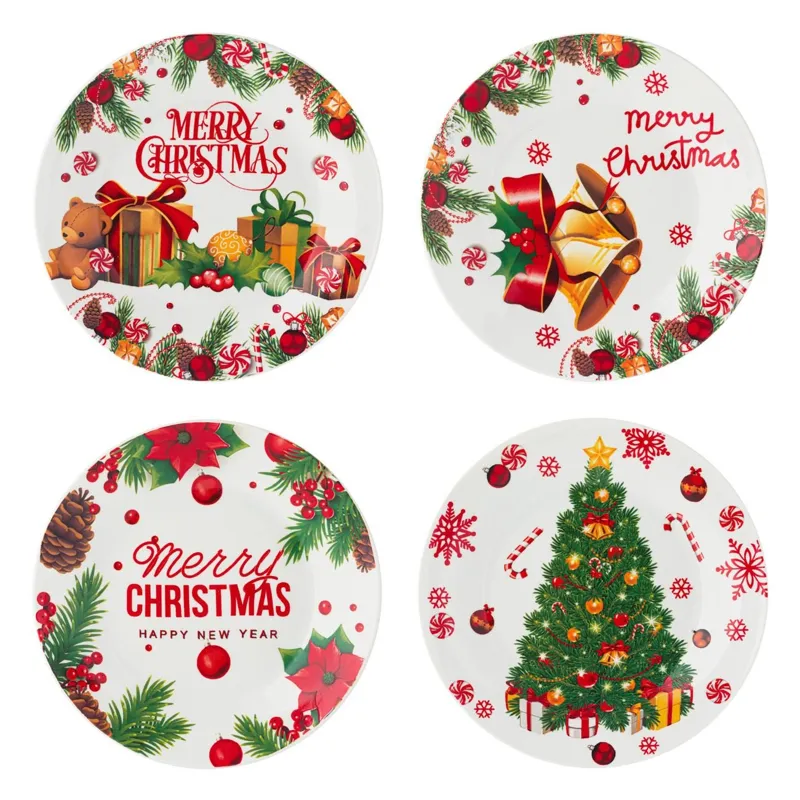Set Farfurii de Crăciun din Portelan cu Mesaj Decorativ