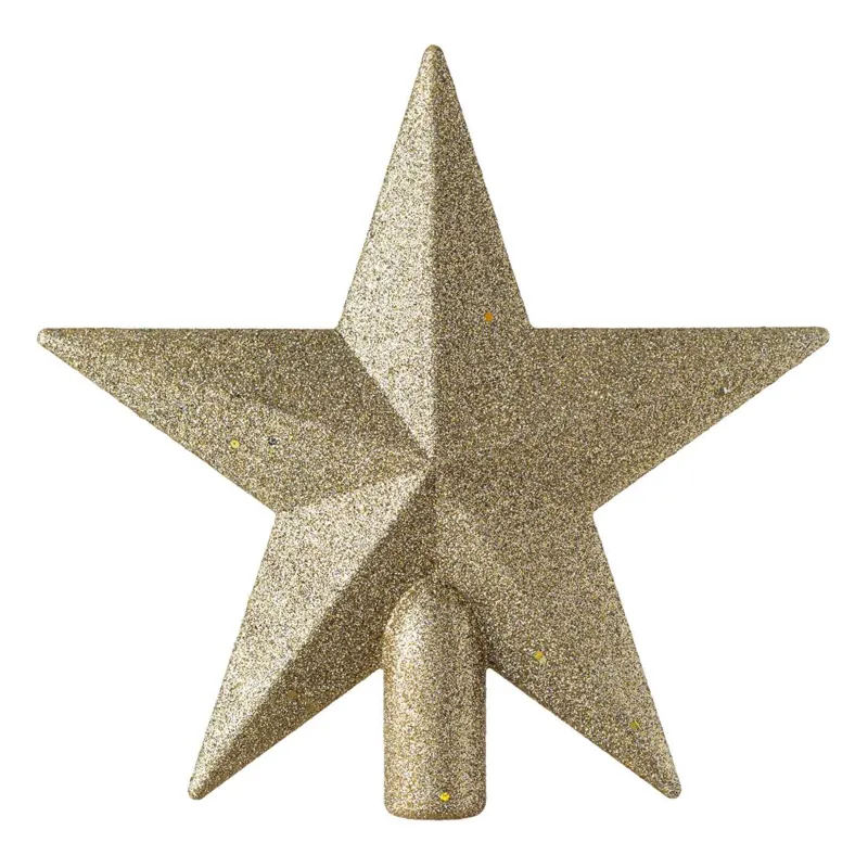 Stea Vârf de Brad Bej Șampanie cu Glitter, 20 cm