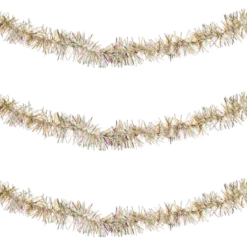 Beteala decorativa de Craciun, Bej Irizat, 3m x 5cm