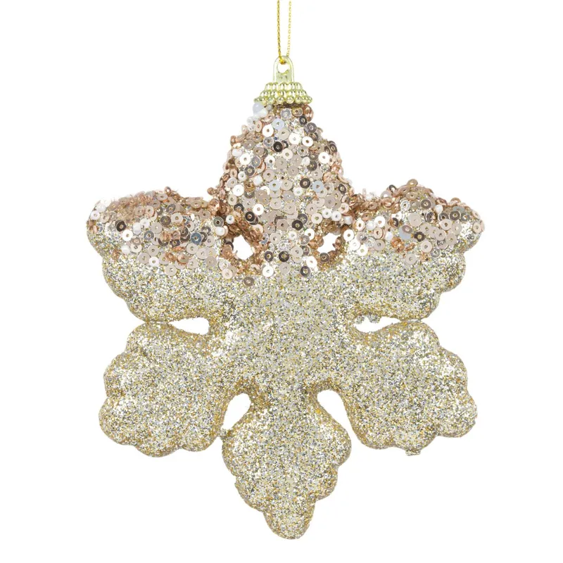 Ornament de Crăciun din spumă cu glitter și paiete bej