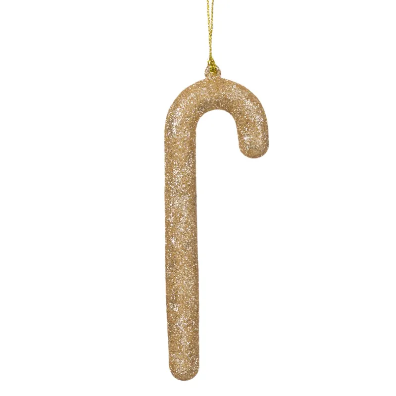 Ornament Brad de Craciun Baston cu Glitter Bej