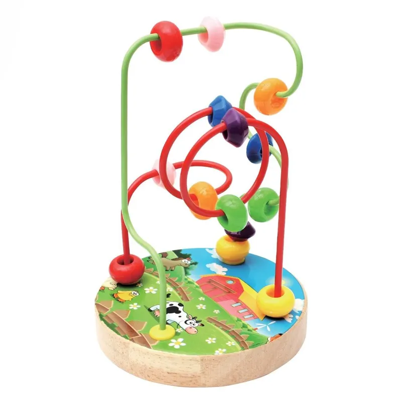 Jucarie educativa cu baza de lemn si bile, 10.5x16cm, Multicolor