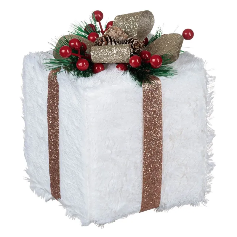 Ornamen Decorativ de Crăciun din Spumă Albă cu Blană și Vasc