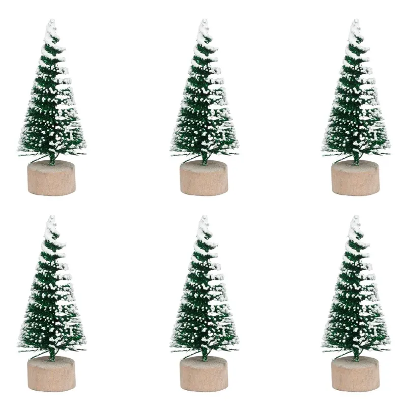 Brazi Decorativi de Crăciun Verzi Glitter 7cm - Set de 6 Bucăți