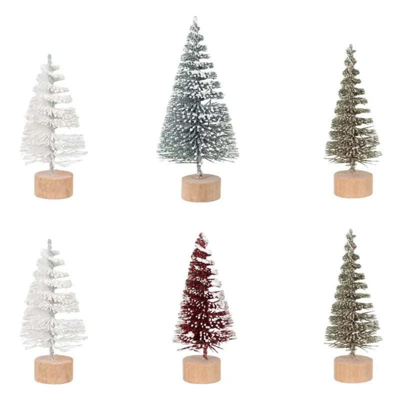 Brazi Decorativi de Crăciun cu Zăpadă Glitter Alb Argintiu și Roșu, Set 6 Bucăți