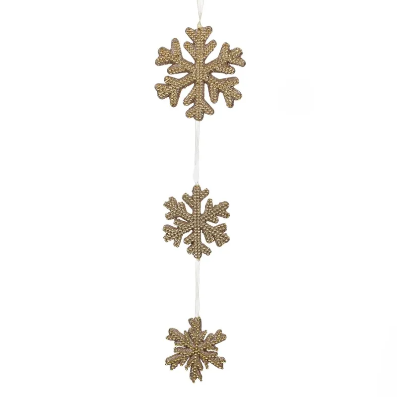 Decorațiune Crăciun Suspendabilă Fulgi Spumă Bej cu Glitter Set 3