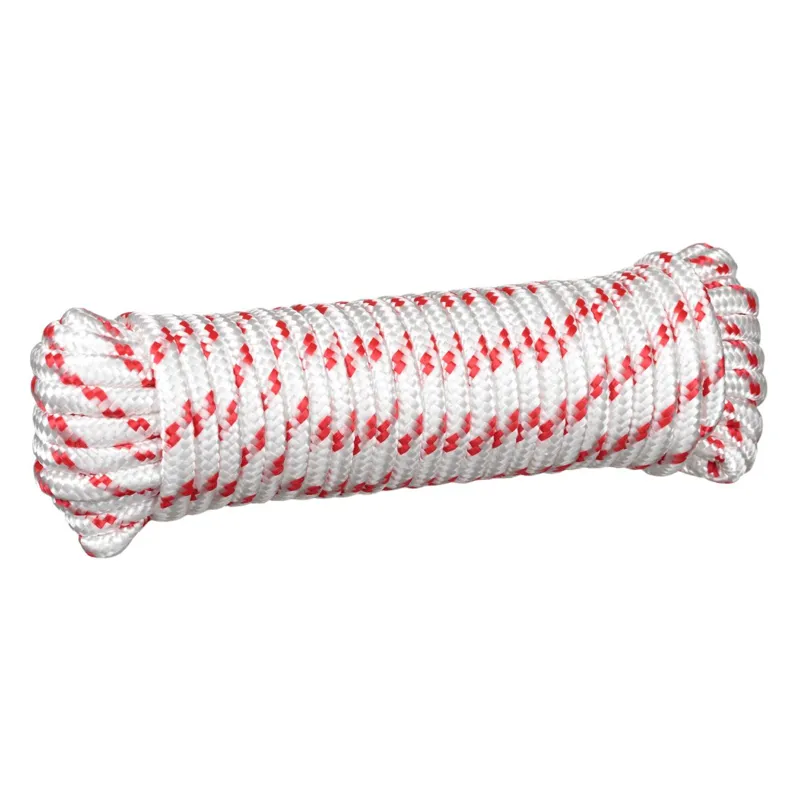 Snur universal din poliester, 15 m x 8 mm, alb-roșu